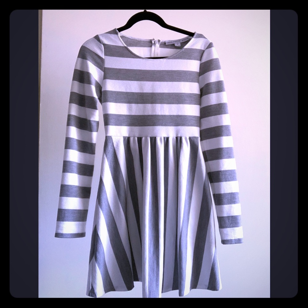 Gray and White Striped Dress
